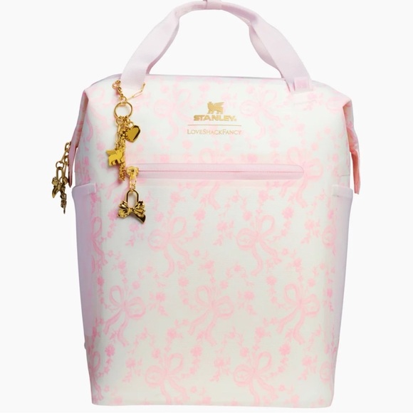 Stanley x LoveShackFancy Pink Chantilly 1913 Madeleine Mini Cooler Backpack NWT - Picture 2 of 7
